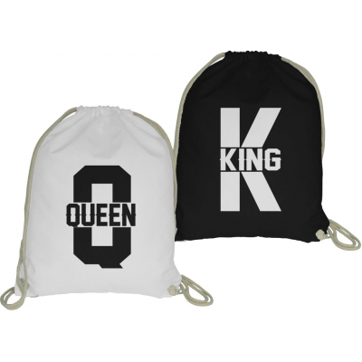 Zestaw plecaków worków ze sznurkiem dla par zakochanych na walentynki komplet 2 sztuki King Queen KQ